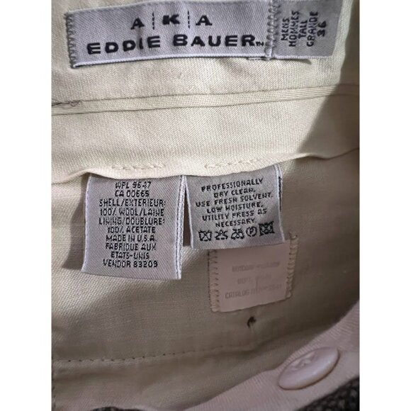 Eddie Bauer Mens Pants Dress Tall Brown AKA 100% Wool/Line Lining Size 36x32 - Picture 5 of 14